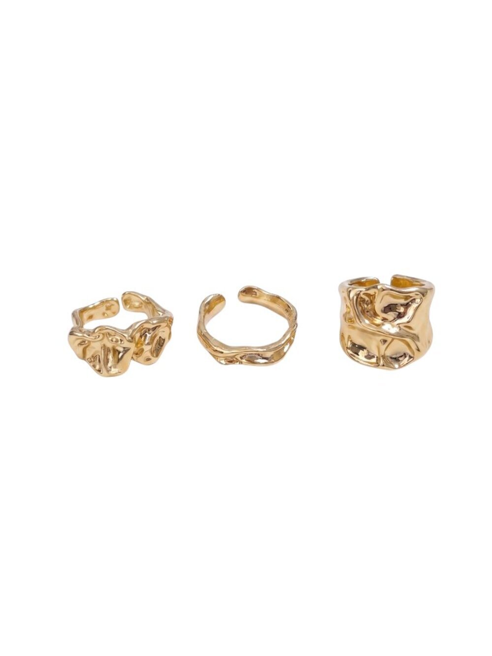 3/$20 NIP | 3 Pack Gold Abstract Molten Sculptural Statement Rings 6